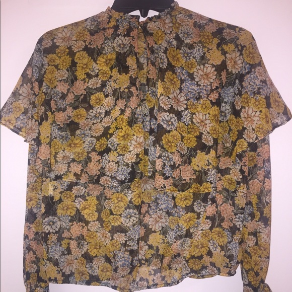 Zara Multicolor Frilly Floral Blouse XS - Picture 5 of 7